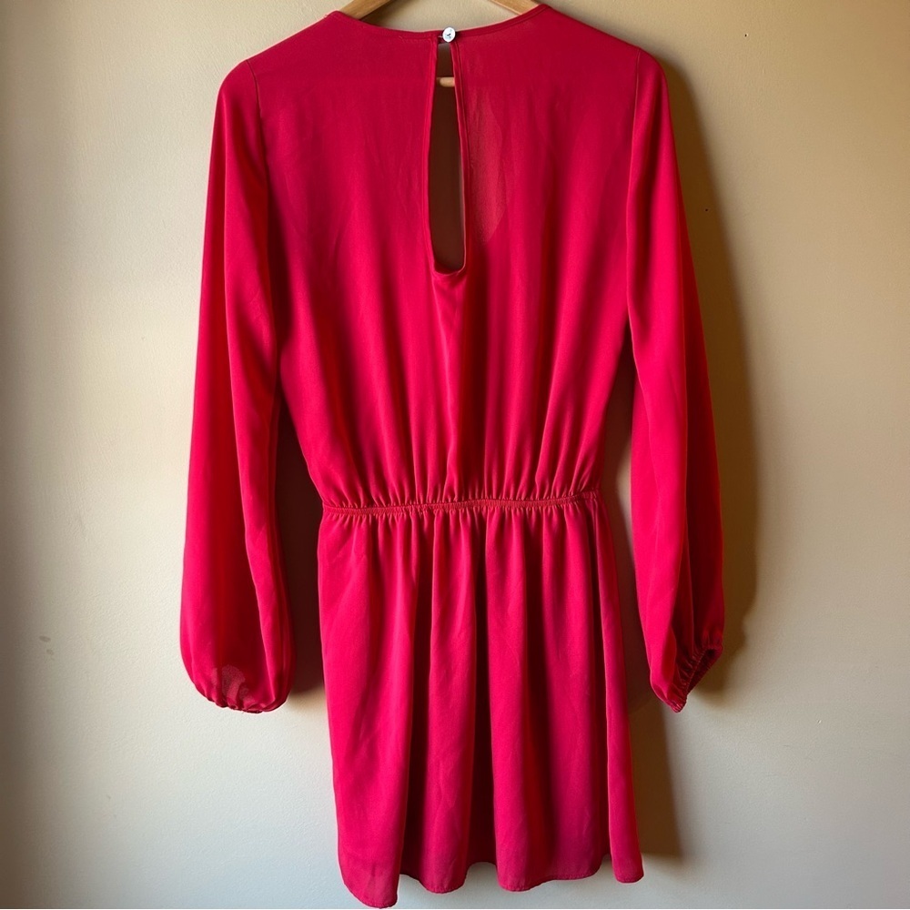Show Me Your Mumu Women's Size Medium Red Rainey Mini Dress Long Sleeves Cut Out - Picture 7 of 14